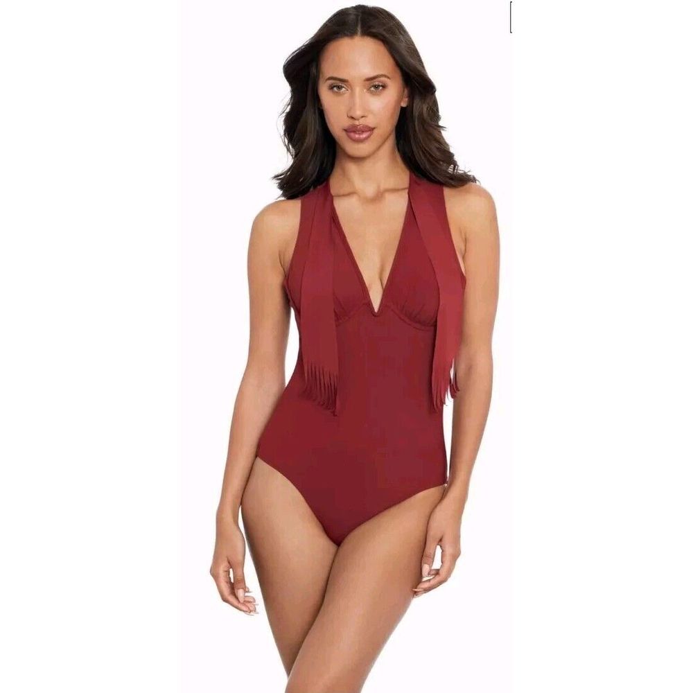 Miraclesuit‎ Amoressa Banda Bandolier Sash-Accent One Piece Swimsuit Size 8